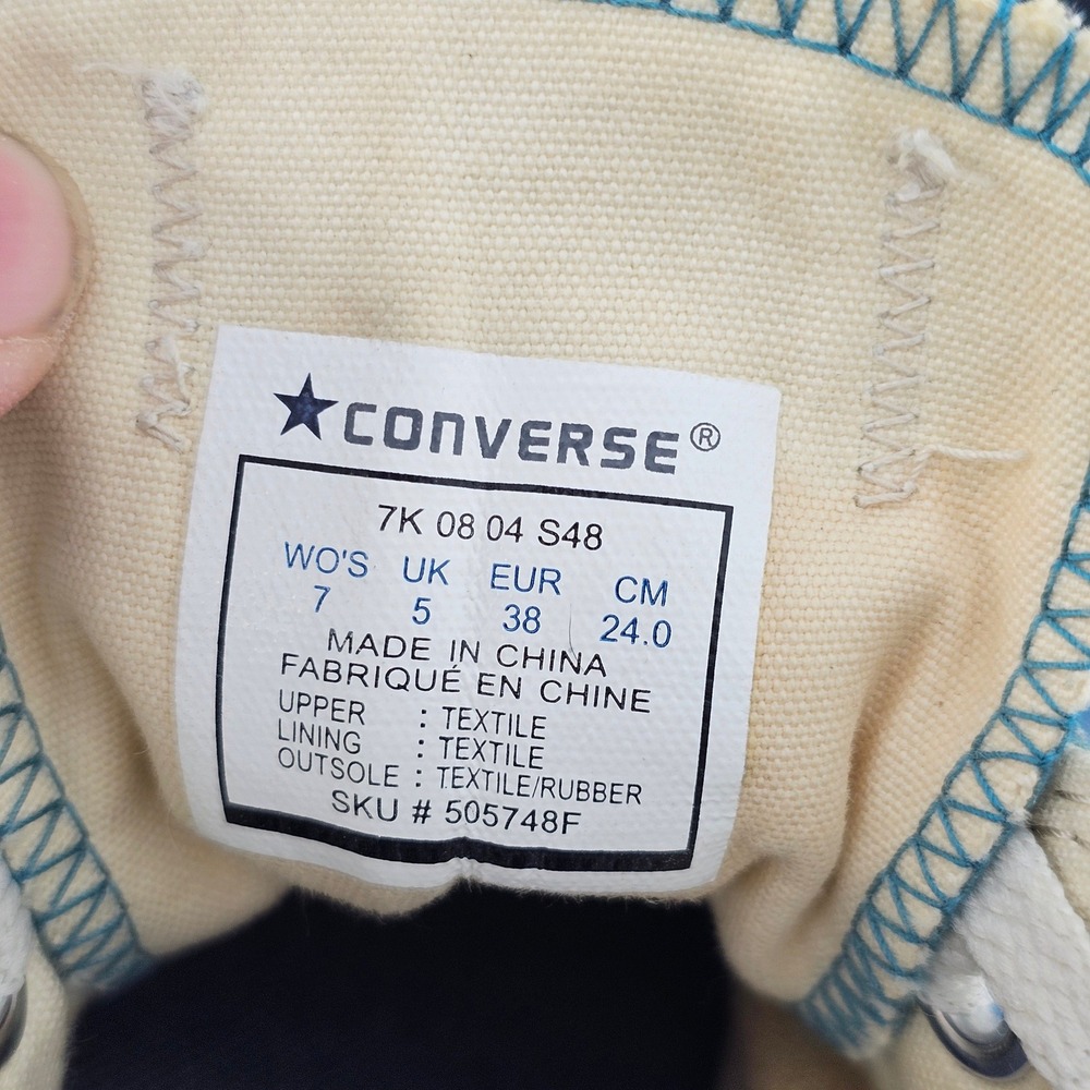 Converse Chuck Taylor All Star Womens 7 Teal Blue Script Print Low Top Sneakers - Picture 7 of 14